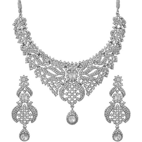 Touchstone Jewelry - Touchstone Indian Bollywood Crystal Necklace Earrings Set